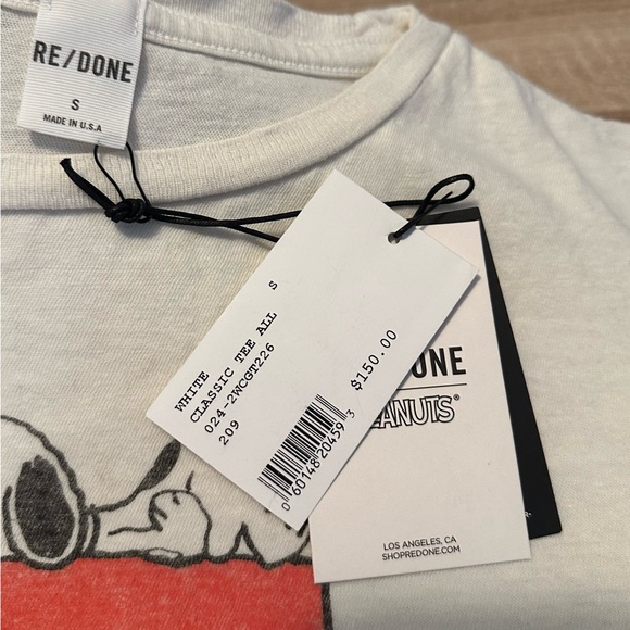 Re/Done Peanuts Snoopy Allergic to Mornings Tee, Size Small - Picture 4 of 8